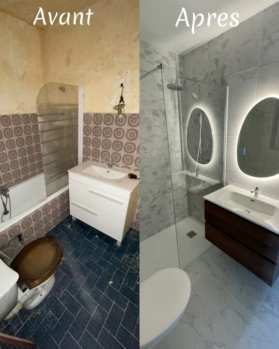 Avant / après d'une rénovation de salle de bain